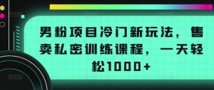 男粉项目冷门新玩法，售卖私密训练课程，一天轻松1000+【揭秘】-晟哥学社资源库