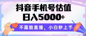 抖音手机号估值,日入5000+,不露脸直播,小白秒上手【揭秘】-晟哥学社资源库