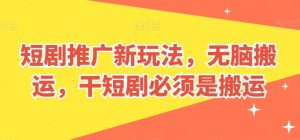 短剧推广新玩法，无脑搬运，干短剧必须是搬运【揭秘】-晟哥学社资源库