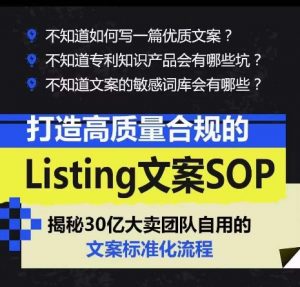 打造高质量合规的Listing文案SOP，掌握亚马逊文案工作的标准化-晟哥学社资源库
