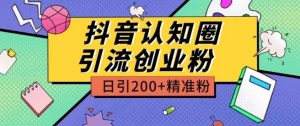 外面收费3980抖音认知圈引流创业粉玩法日引200+精准粉【揭秘】-晟哥学社资源库