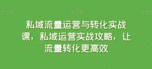 私域流量运营与转化实战课,私域运营实战攻略,让流量转化更高效-晟哥学社资源库
