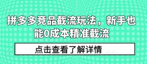 拼多多竞品截流玩法,新手也能0成本精准截流-晟哥学社资源库