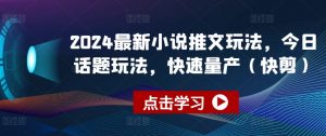 2024最新小说推文玩法，今日话题玩法，快速量产(快剪)-晟哥学社资源库
