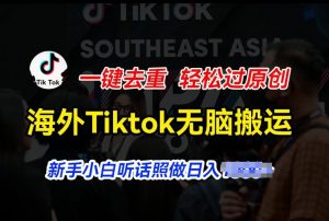 海外Tiktok短视频无脑搬运,一键去重轻松过原创,新手小白听话照做日入几张【揭秘】-晟哥学社资源库