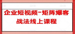 企业短视频-矩阵爆客战法线上课程-晟哥学社资源库