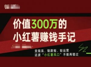 价值300万的小红书赚钱手记，变现高、链路短、轻运营，这波“小红薯风口”不能再错过-晟哥学社资源库