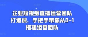 企业短视频直播运营团队打造课,手把手带你从0-1搭建运营团队-晟哥学社资源库