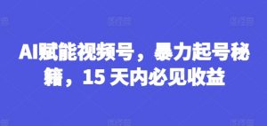 AI赋能视频号，暴力起号秘籍，15 天内必见收益【揭秘】-晟哥学社资源库