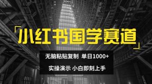 小红书国学赛道，无脑粘贴复制，单日1K，实操演示，小白即刻上手【揭秘】-晟哥学社资源库