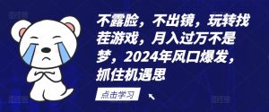 不露脸，不出镜，玩转找茬游戏，月入过万不是梦，2024年风口爆发，抓住机遇【揭秘】-晟哥学社资源库