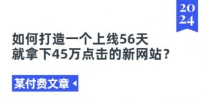 某付费文章《如何打造一个上线56天就拿下45万点击的新网站?》-晟哥学社资源库