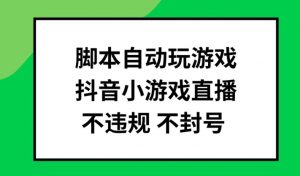 脚本自动玩游戏,抖音小游戏直播,不违规不封号可批量做【揭秘】-晟哥学社资源库