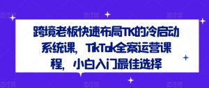 跨境老板快速布局TK的冷启动系统课,TikTok全案运营课程,小白入门最佳选择-晟哥学社资源库