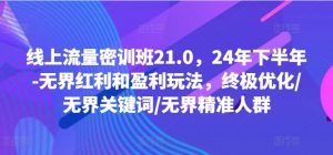 线上流量密训班21.0,24年下半年-无界红利和盈利玩法,终极优化/无界关键词/无界精准人群-晟哥学社资源库