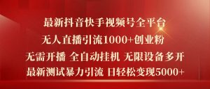 最新抖音快手视频号全平台无人直播引流1000+精准创业粉,日轻松变现5k+【揭秘】-晟哥学社资源库