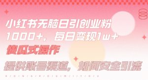 小红书无脑每日引流创业粉500+，小白每天只花半小时，躺赚长尾收益【揭秘】-晟哥学社资源库