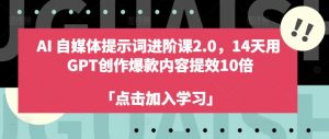 AI自媒体提示词进阶课2.0,14天用 GPT创作爆款内容提效10倍-晟哥学社资源库