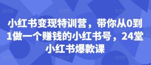 小红书变现特训营,带你从0到1做一个赚钱的小红书号,24堂小红书爆款课-晟哥学社资源库