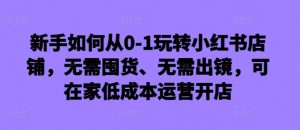 新手如何从0-1玩转小红书店铺，无需囤货、无需出镜，可在家低成本运营开店-晟哥学社资源库