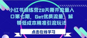 小红书训练营28天撕开流量入口第七期,Get优质流量,解锁低成本精准引流玩法-晟哥学社资源库