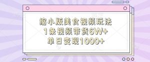 缩小版美食视频玩法，1条视频带货6W+，单日变现1k-晟哥学社资源库