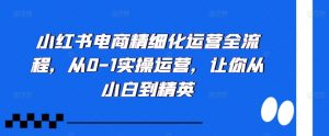 小红书电商精细化运营全流程，从0-1实操运营，让你从小白到精英-晟哥学社资源库