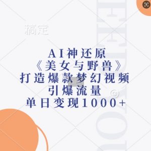 AI神还原《美女与野兽》,打造爆款梦幻视频,引爆流量,单日变现1k-晟哥学社资源库