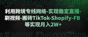 利用跨境专线网络-实现稳定直播-刷视频-搬砖TikTok-Shopify-FB等实现月入2W+【揭秘】-晟哥学社资源库