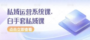 私域运营系统课，白手套私域课-晟哥学社资源库