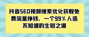 抖音SEO视频搜索优化获取免费流量挣钱,一个99%人还不知道的生财之道-晟哥学社资源库