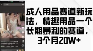 成人用品赛道新玩法，情趣用品一个长期暴利的赛道，3个月收益20个【揭秘】-晟哥学社资源库
