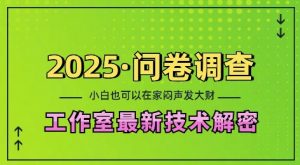 2025问卷调查最新工作室技术解密：一个人在家也可以闷声发大财，小白一天2张，可矩阵放大【揭秘】-晟哥学社资源库