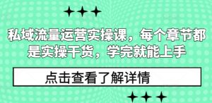 私域流量运营实操课，每个章节都是实操干货，学完就能上手-晟哥学社资源库