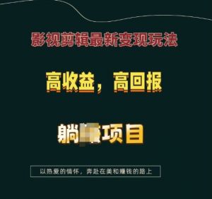 影视剪辑最新变现玩法，高收益，高回报，躺Z项目【揭秘】-晟哥学社资源库