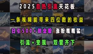 2025自热引流天花板,一条视频能带来四位数的收益,引流+变现双管齐下,日引500+创业粉,涨粉嘎嘎猛-晟哥学社资源库
