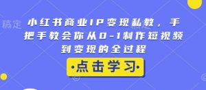 小红书商业IP变现私教,手把手教会你从0-1制作短视频到变现的全过程-晟哥学社资源库