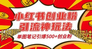 小红书创业粉引流神玩法，单图笔记引爆500+精准创业粉丝，私信狂潮接连不断-晟哥学社资源库