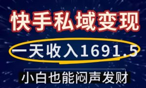 一天收入1691.5,快手私域变现,小白也能闷声发财-晟哥学社资源库