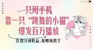 只用手机靠一只“跳舞的小猫”爆发百万播放，狂撸分成收益，保姆级教学-晟哥学社资源库