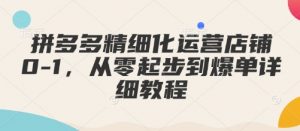 拼多多精细化运营店铺0-1,从零起步到爆单详细教程-晟哥学社资源库