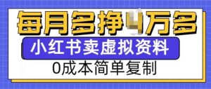 小红书虚拟资料项目,0成本简单复制,每个月多挣1W【揭秘】-晟哥学社资源库