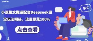 小说推文搬运配合Deepseek设定玩法揭秘,流量暴涨100%-晟哥学社资源库