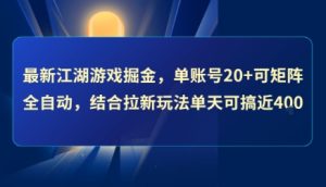 最新江湖游戏掘金，单账号20+可矩阵全自动 ，结合拉新玩法单天可搞4张+【揭秘】-晟哥学社资源库
