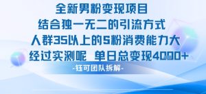 全新男粉变现项目引流人群35以上的男粉消费能力大 经过实测单日变现1k+-晟哥学社资源库