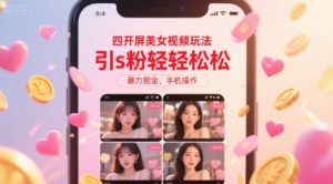 四开屏美女视频玩法,引s粉轻轻松松,暴力掘金,手机操作【揭秘】-晟哥学社资源库