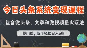 今日头条AI玩法系统课程,最新前沿变现玩法拆解,零门槛,新手轻松日入5张-晟哥学社资源库